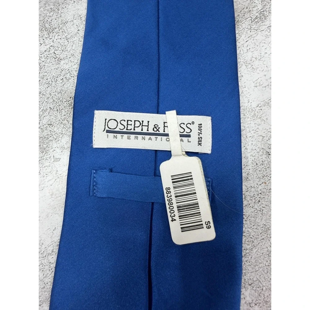 Joseph &‎ Feiss 100% Silk Tie Mens One Size Blue Solid Satin Classic Necktie